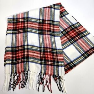 VINTAGE Christian Dior Cashmaire White & Red Plaid Scarf Unisex